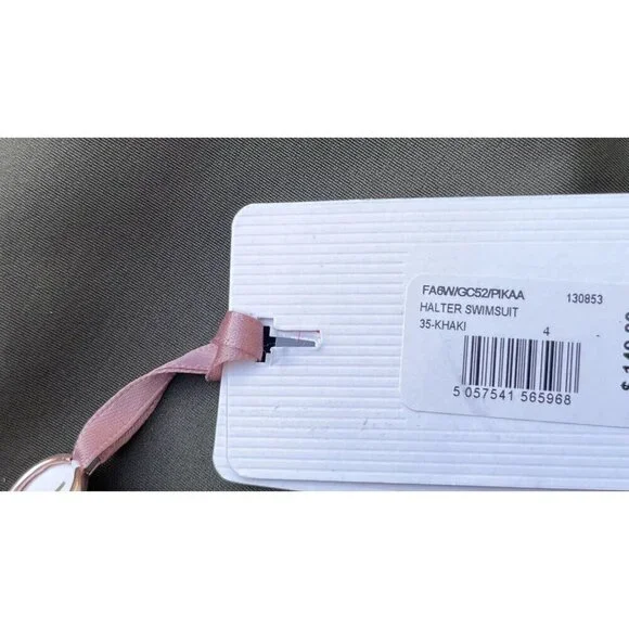 Ted Baker London Pikaa Halter one piece Swimsuit Khaki size 4 = US Size 10 - Picture 11 of 11